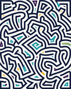 Bold Blue Interlocking Geometric Fragment Rug - Cutout View