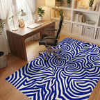 Bold Blue Swirling Abstract Lines Rug Office View