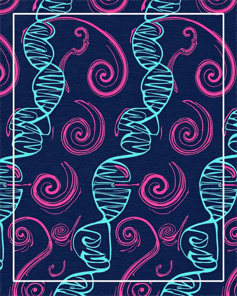 Bold DNA and Swirl Pattern Design Rug - Cutout View