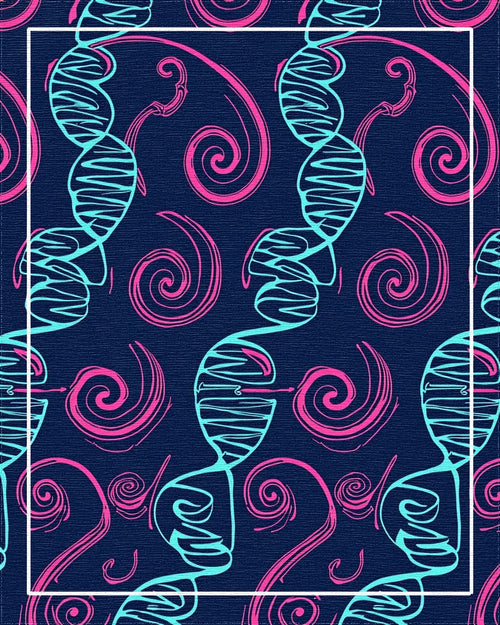 Bold DNA and Swirl Pattern Design Rug - Cutout View