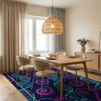 Bold DNA and Swirl Pattern Design Rug Dining Room View
