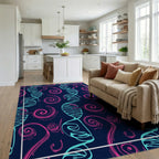Bold DNA and Swirl Pattern Design Rug Living Room View