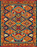 Bold Earthy Tribal Diamond Medallion Rug - Cutout View