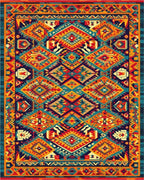 Bold Earthy Tribal Diamond Medallion Rug - Cutout View