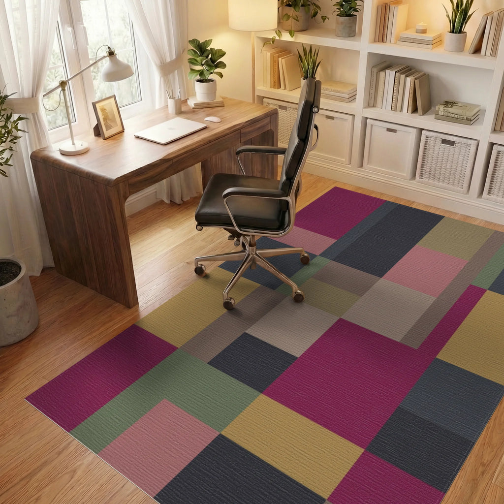 Bold Geometric Blocks Color Blocks Rug Office View