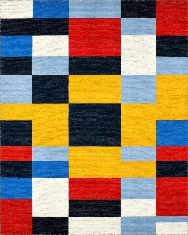Bold Geometric Primary Colors Rug - Cutout View