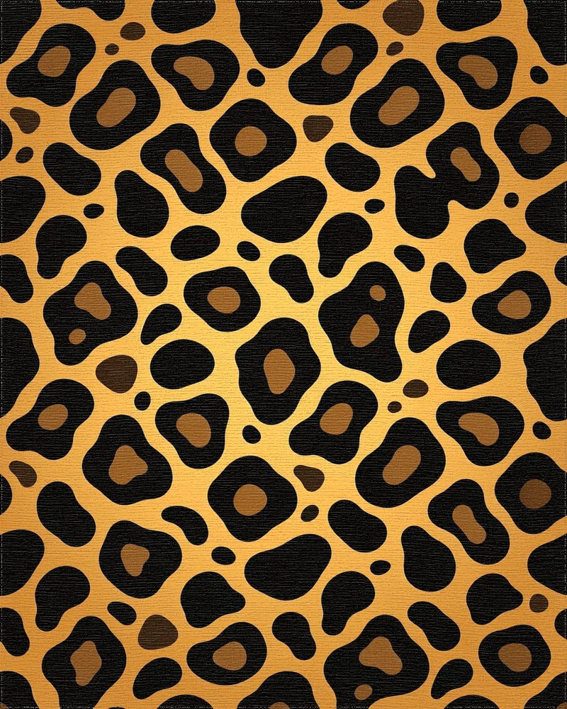 Bold Gold Leopard Animal Spot Rug - Cutout View