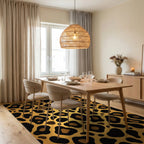 Bold Gold Leopard Animal Spot Rug Dining Room View