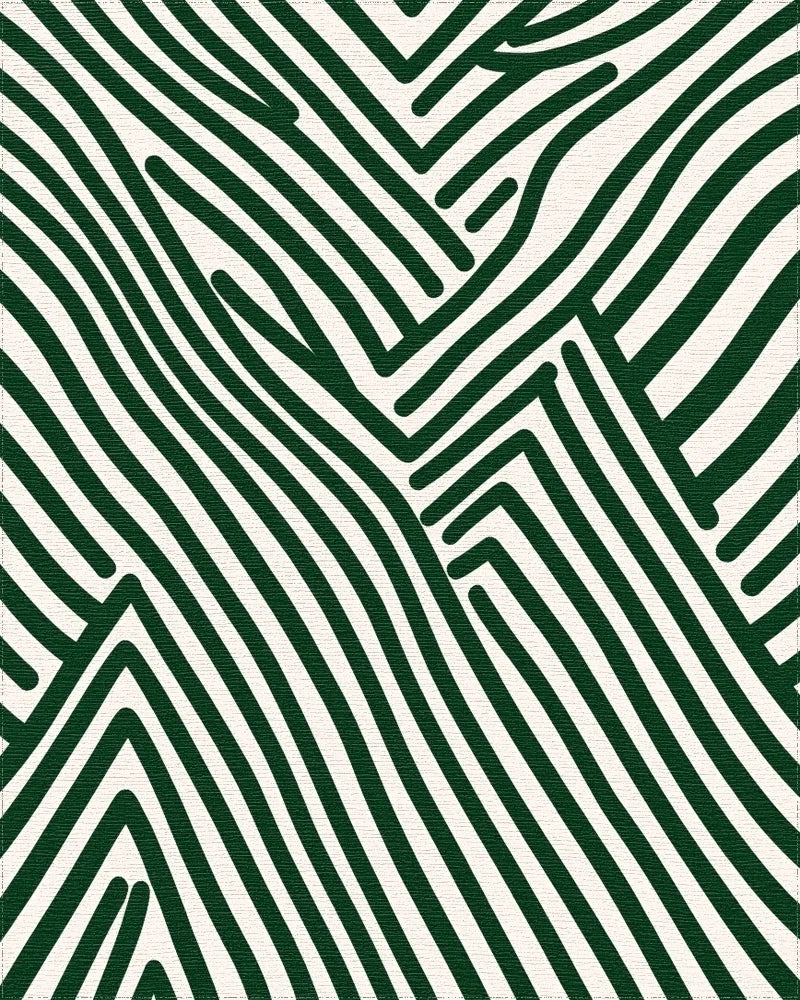 Bold Green Wavy Art Pattern Rug - Cutout View