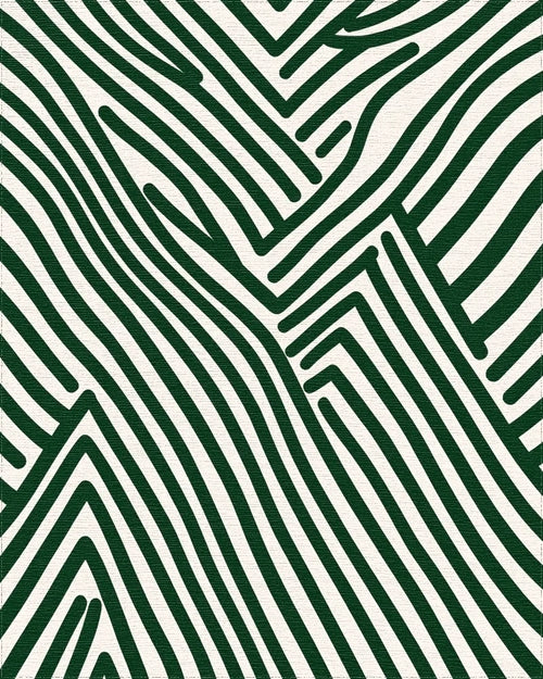 Bold Green Wavy Art Pattern Rug - Cutout View