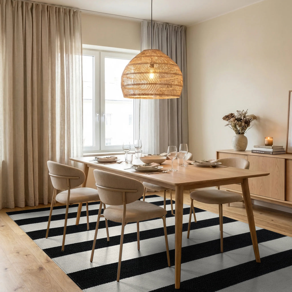 Bold Horizontal Bands Rug - Dining Room View