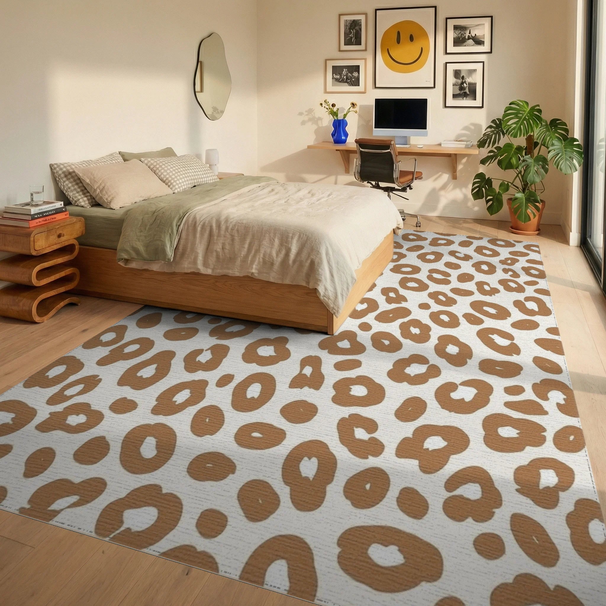 Bold Leopard Spots Pattern Rug Bedroom View
