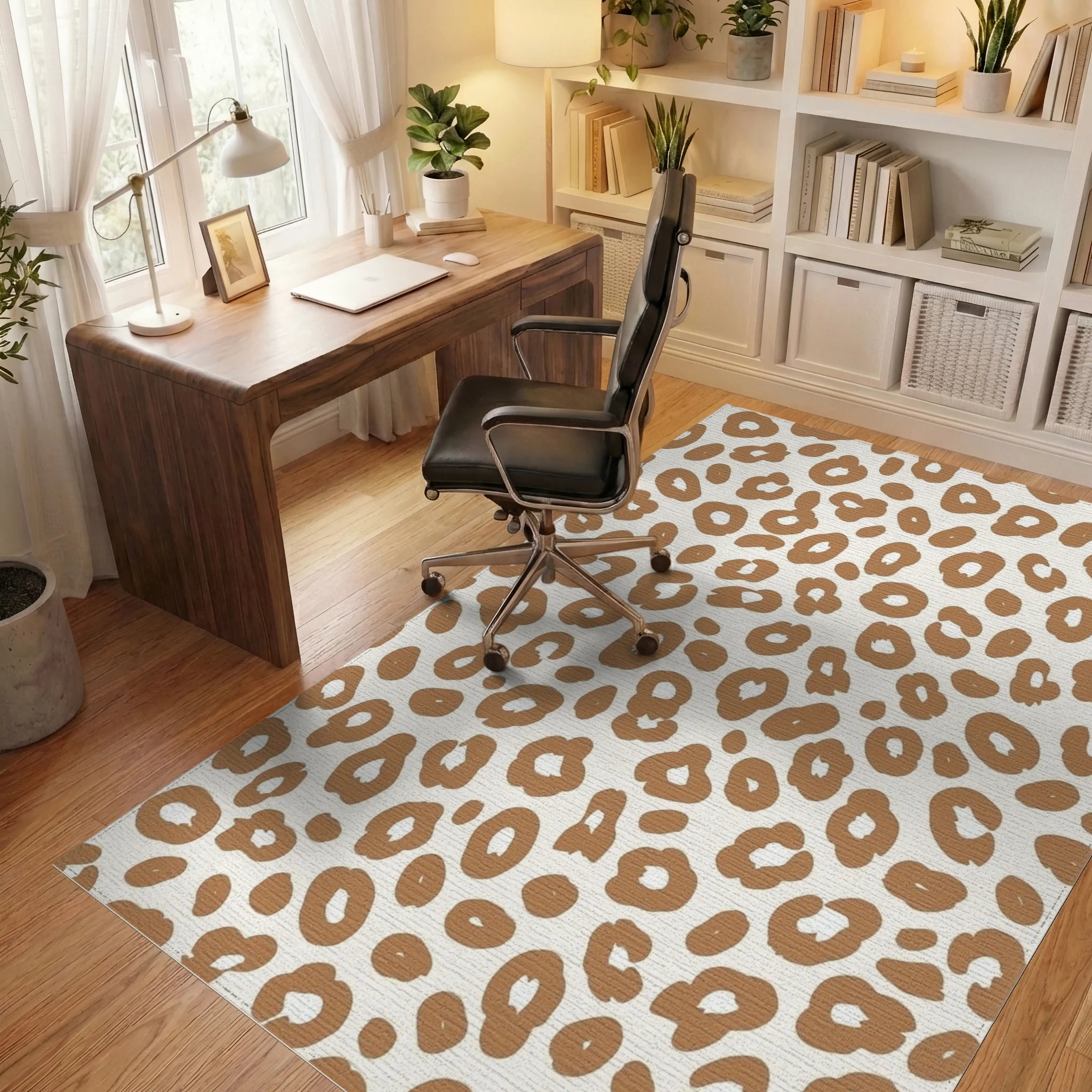 Bold Leopard Spots Pattern Rug Office View