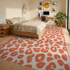 Bold Orange Animal Print Rug Bedroom View