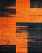 Bold Orange Black Geometric Blocks Rug - Cutout View