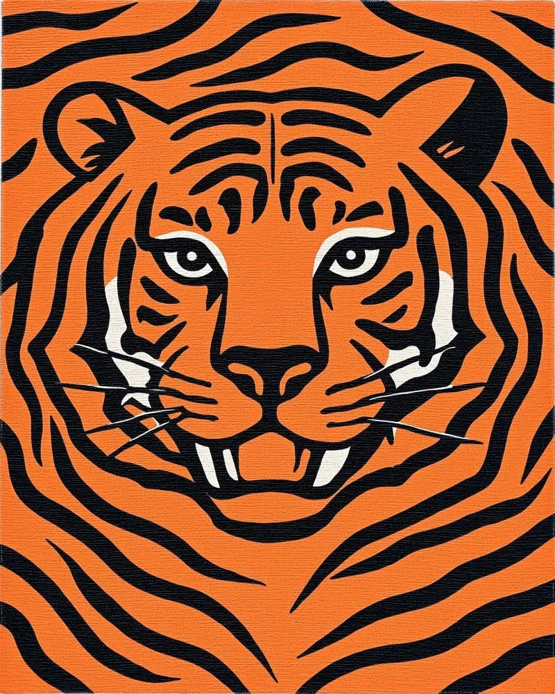 Bold Orange Black Tiger Stripes Rug - Cutout View