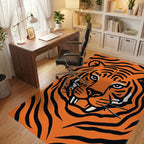 Bold Orange Black Tiger Stripes Rug - Office View