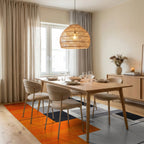 Bold Orange Geometric Block Rug - Dining Room View