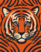 Bold Orange Tiger Face Abstract Rug - Cutout View