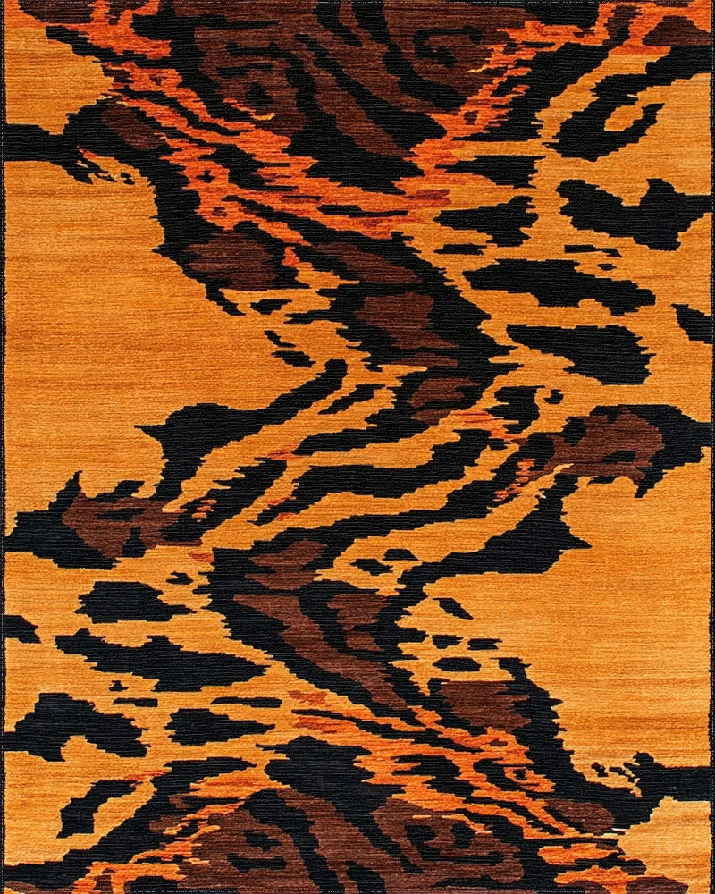 Bold Orange Tiger Stripe Rug - Cutout View