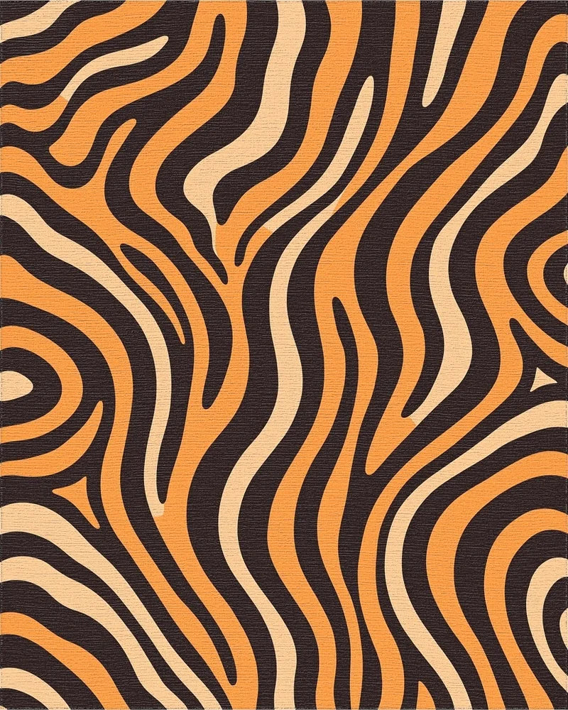 Bold Orange Wave Curve Rug - Cutout View