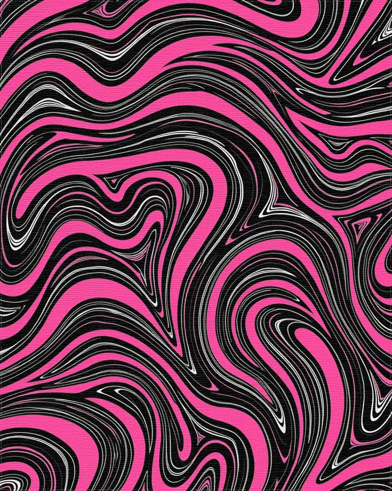 Bold Pink Black Swirl Pattern Rug - Cutout View