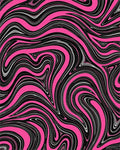 Bold Pink Black Swirl Pattern Rug - Cutout View