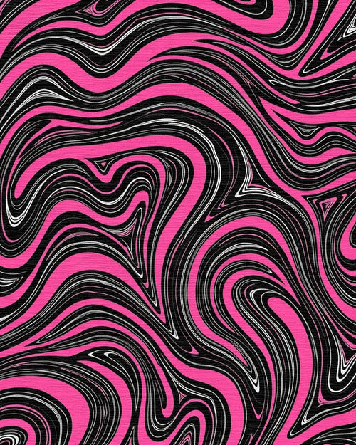 Bold Pink Black Swirl Pattern Rug - Cutout View