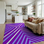 Bold Purple Chevron Stripe Rug Living Room View