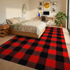 Bold Red Black Buffalo Check Rug - Bedroom View