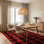 Bold Red Black Buffalo Check Rug - Dining Room View