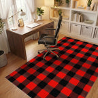 Bold Red Black Buffalo Check Rug - Office View