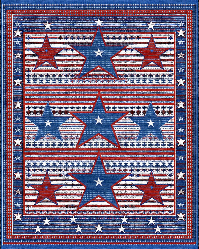 Bold Red Blue Star Stripes Rug - Cutout View
