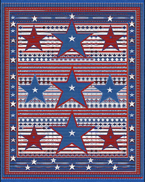 Bold Red Blue Star Stripes Rug - Cutout View