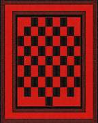 Bold Red Checkered Board Frame Rug - Cutout View