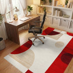 Bold Red Geometric Circles Rug - Office View