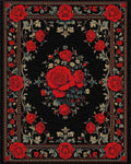 Bold Red Rose Floral Classic Design Rug - Cutout View