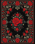 Bold Red Rose Floral Classic Design Rug - Cutout View