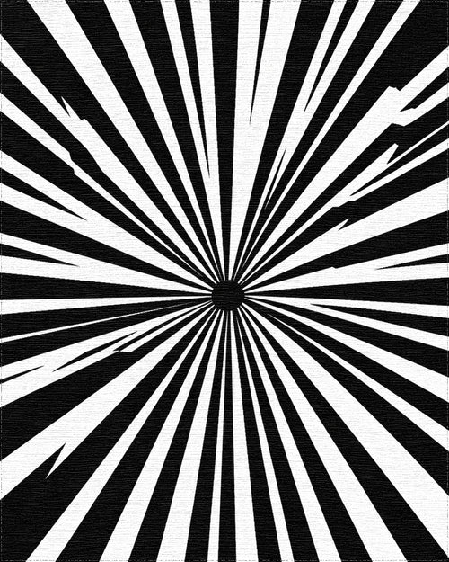 Bold Sunburst Black White Pattern Rug - Cutout View