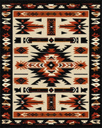 Bold Terracotta Black Geometric Rug - Cutout View