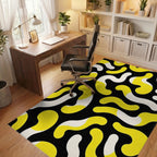 Bold Yellow and White Organic Whimsy Rug Office View