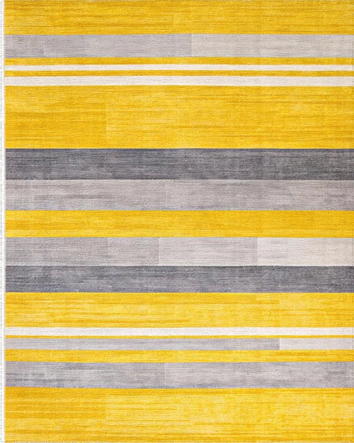 Bold Yellow Gray Striped Texture Rug - Cutout View