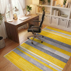 Bold Yellow Gray Striped Texture Rug - Office View