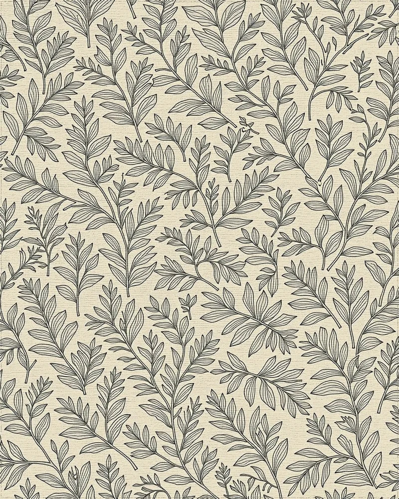 Botanical Outline Foliage Pattern Rug - Cutout View
