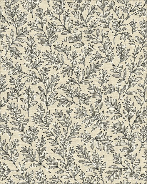 Botanical Outline Foliage Pattern Rug - Cutout View
