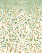 Botanical Watercolor Branches Leaves Design Rug - Cutout View