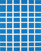 Bright Blue White Grid Squares Rug - Cutout View
