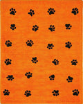 Bright Orange Paw Print Scatter Rug - Cutout View