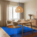 Bright Orange Sun Horizon Lines Rug - Dining Room View