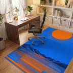 Bright Orange Sun Horizon Lines Rug - Office View